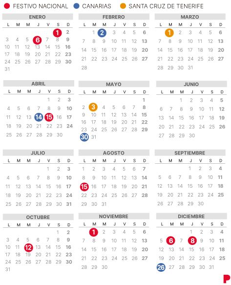 Calendario laboral de Santa Cruz de Tenerife 2022