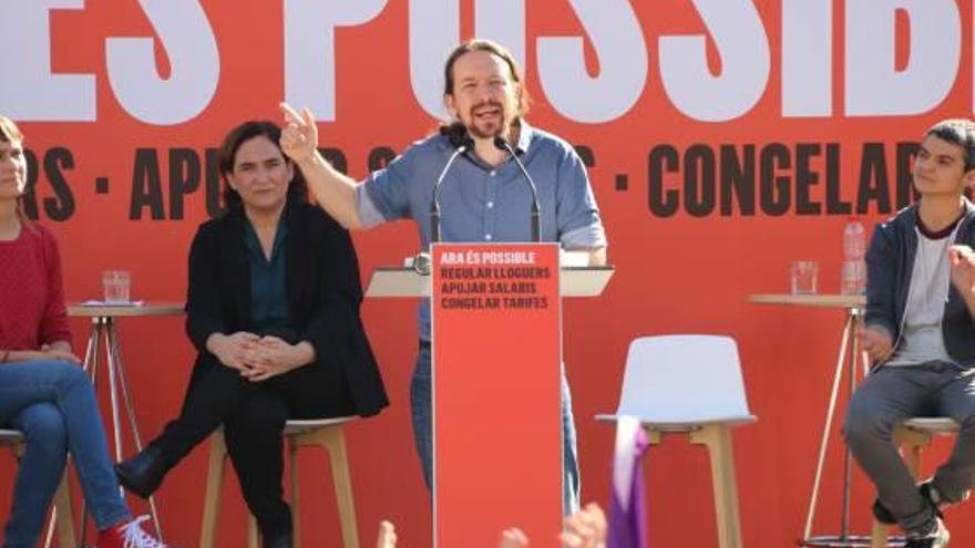 Iglesias, durant la seva intervenció a l&#039;acte a Barcelona.