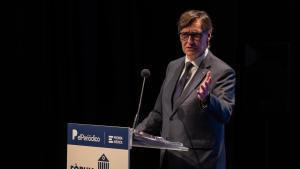 El president de la Generalitat, Salvador Illa, durante su intervención en el Fòrum Municipalisme organizado por EL PERIÓDICO