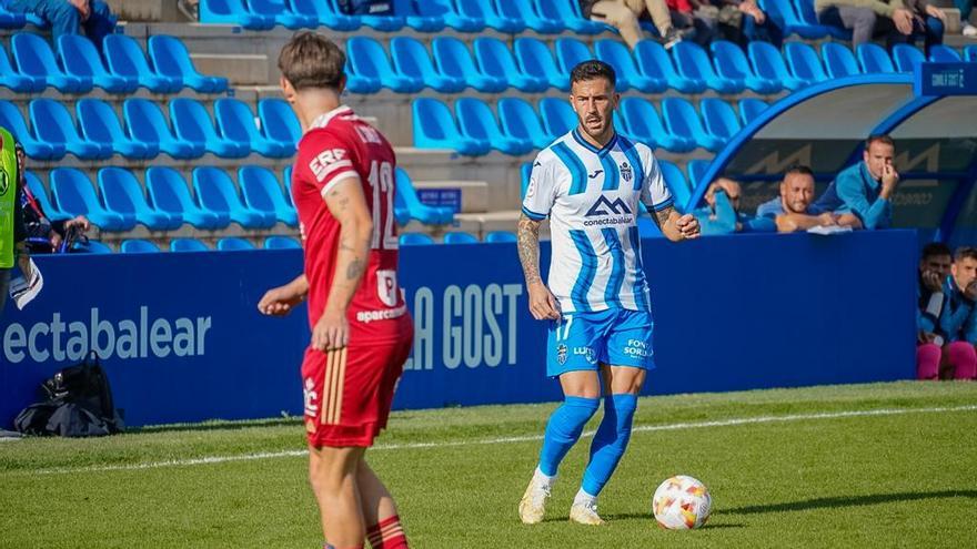 Dioni, delantero del Atlético Baleares, este mediodía en el Estadi.