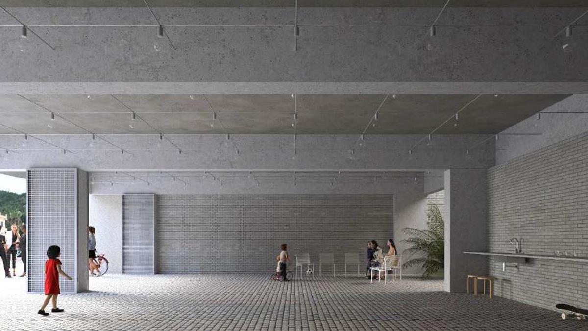 Espacio exterior cubierto previsto en la planta baja del Centre Jove del Genovés.