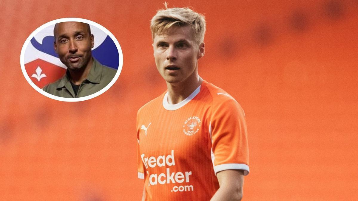 Hansson, con la camiseta del Blackpool, junto a una imagen actual de Martin Dahlin.