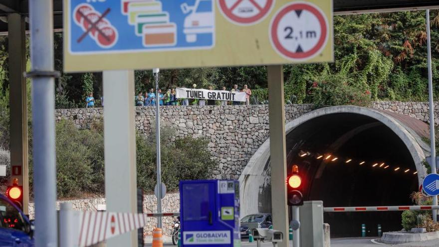 Protesta en el túnel  de Sóller