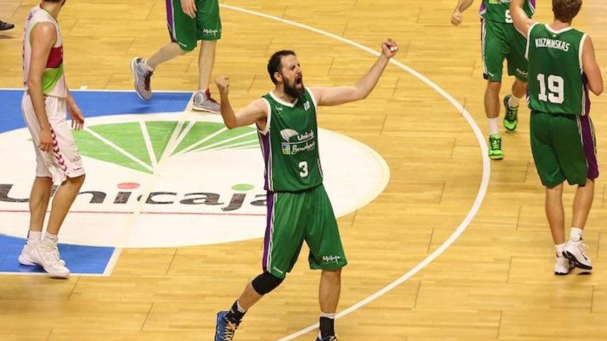 Germán celebra con rabia una canasta en el play off de cuartos ante el Laboral Kutxa.