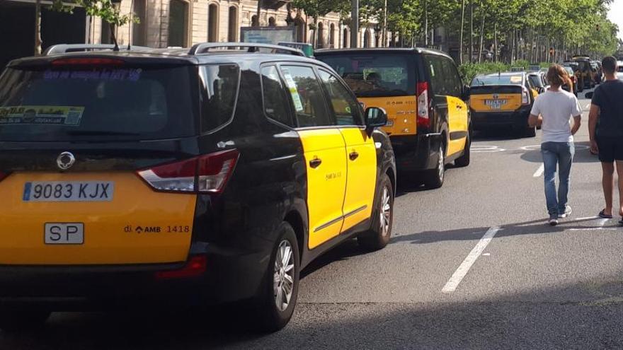 Taxis en una protesta en Barcelona.