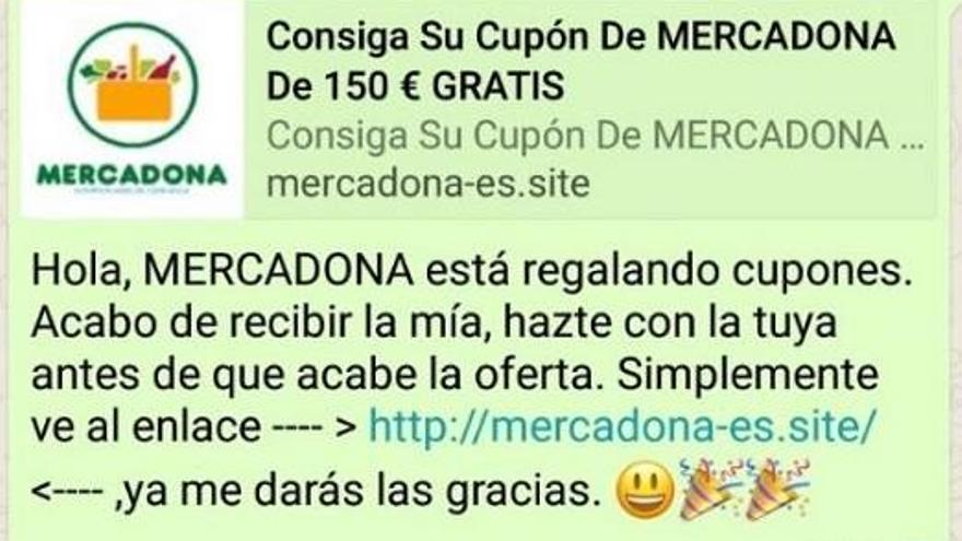 El mensaje con falsos descuentos en Mercadona.