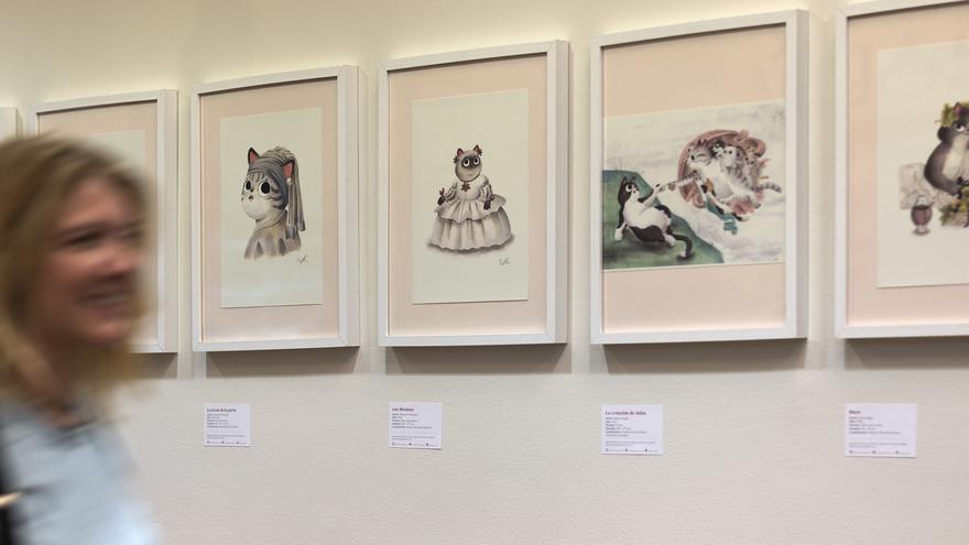 Una exhibición de ilustraciones donde los gatos son los protagonistas de obras reconocidas