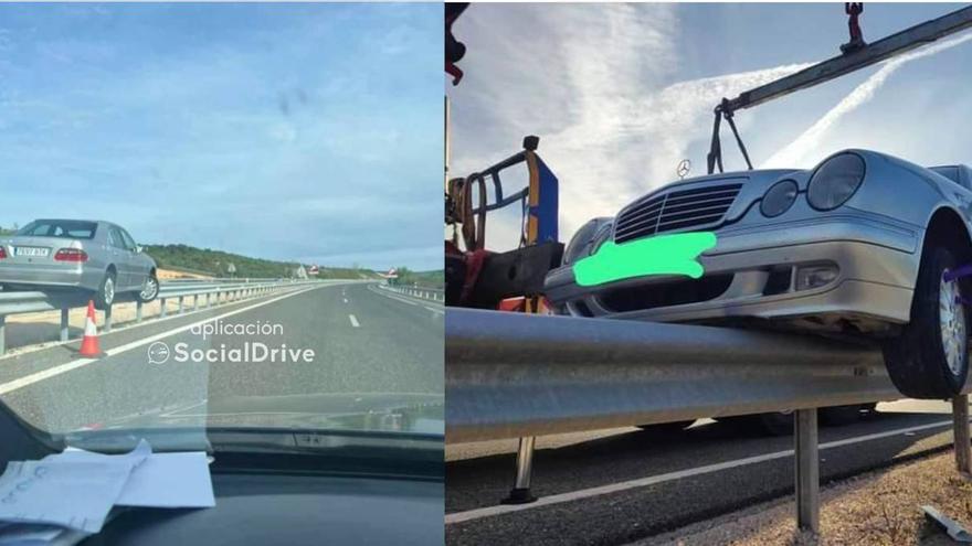 Expediente X en la carretera: ¿cómo acabó así este coche sin dañar el quitamiedos?