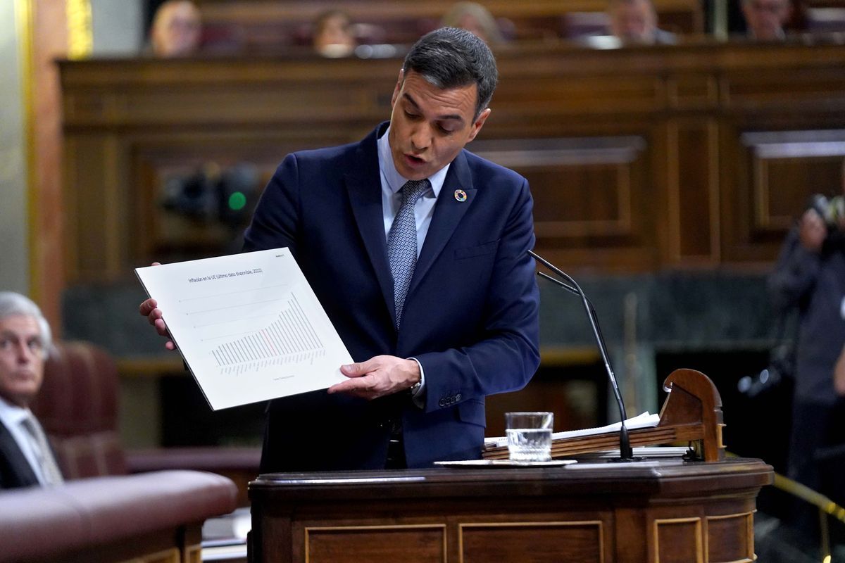 Pedro Sánchez durante el debate al estado de la nación.