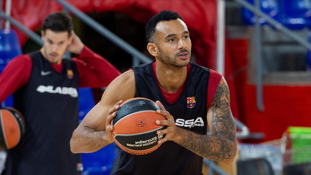 El alero azulgrana Adam Hanga, en un reciente entrenamiento en el Palau