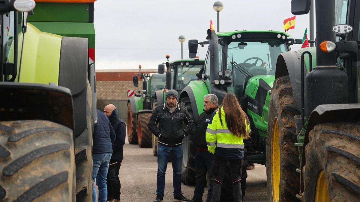 Agricultores con sus tractores movilizados este jueves en Zamora