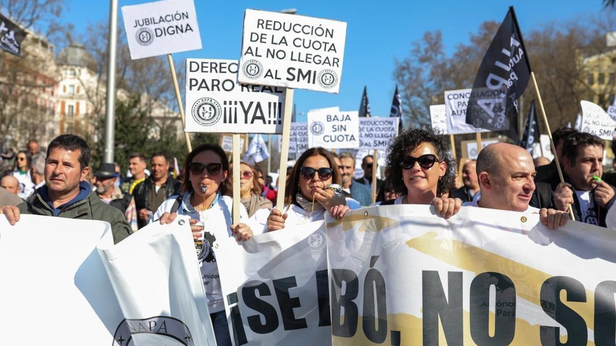 Protesta de autónomos en Madrid, en una imagen de archivo