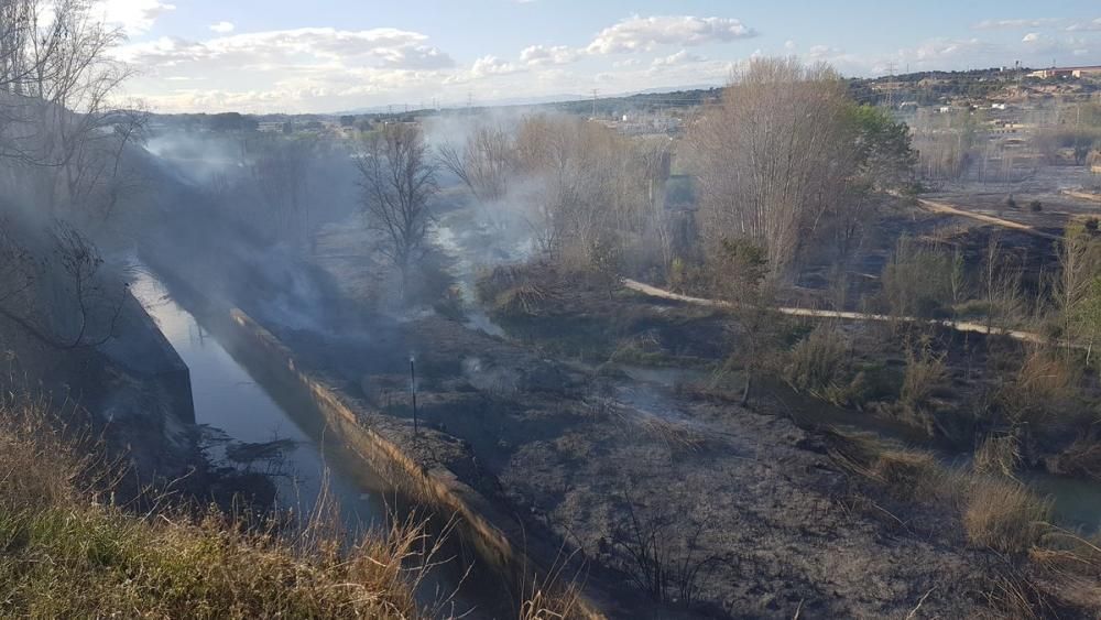 Incendio parque fluvial del Turia en Manises