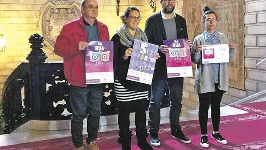 Juan Parra, Eva Frade, Antoni Noguera e Isabel Lima, ganadora del cartel de Sa Rua.