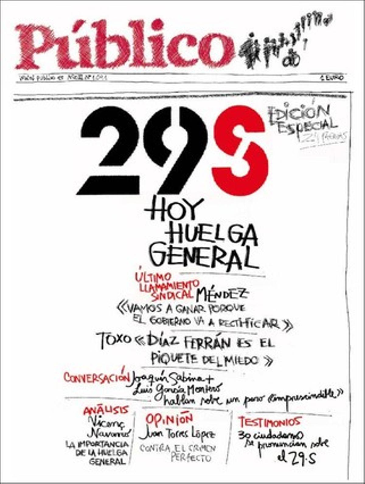 El diari ’Público’ és avui un exemplar monogràfic de 24 pàgines sobre la vaga general.