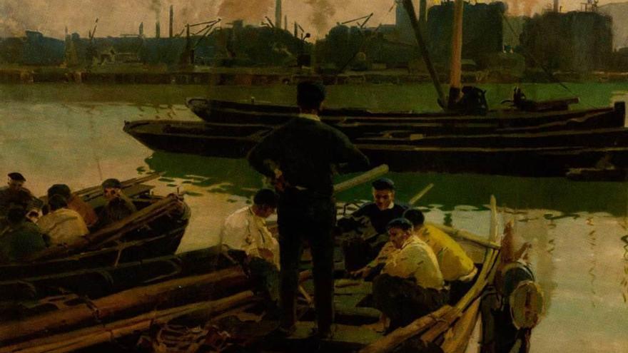 &quot;Pescadores en el puerto de Bilbao&quot;, de Martínez-Cubells