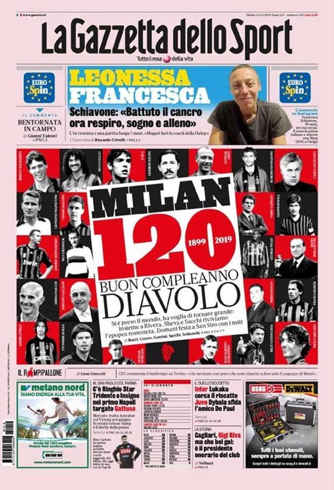 La portada de Gazzetta del 14 de diciembre