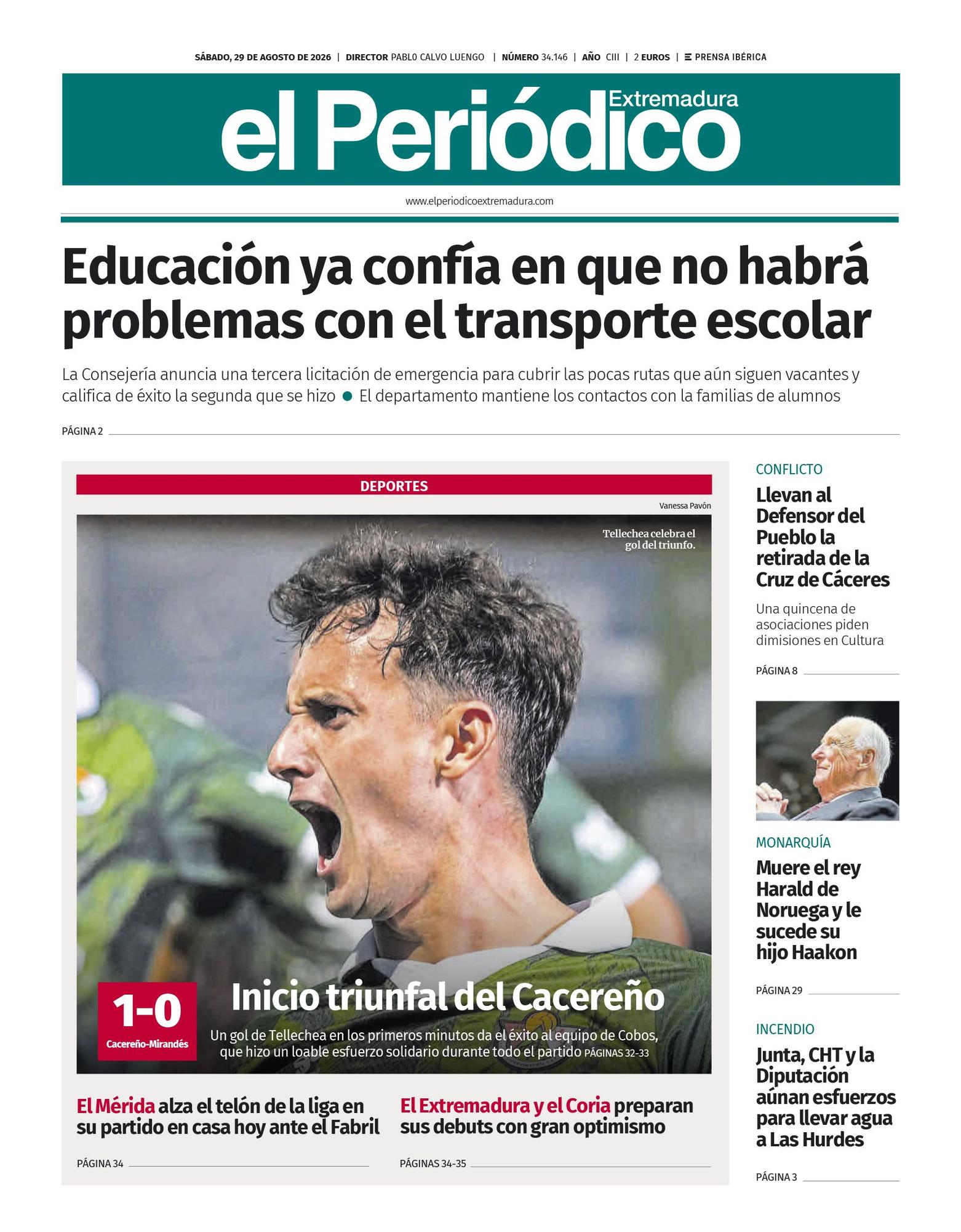 Consulta la portada correspondiente al día 29 de agosto de 2026