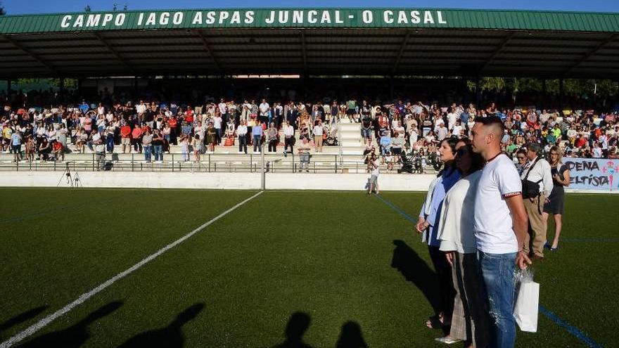 El campo de O Casal recibió en verano el nombre de Iago Aspas Juncal. // Gonzalo Núñez