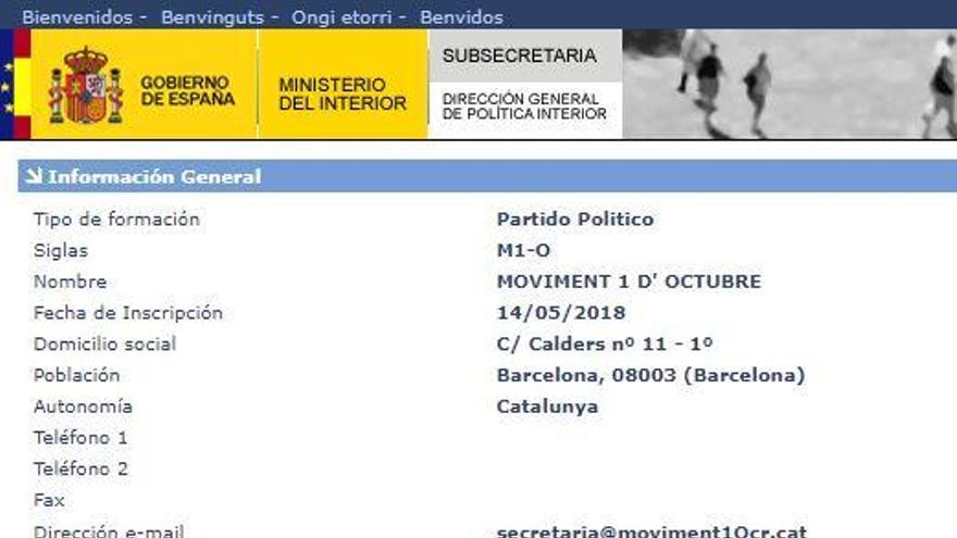 L&#039;entorn de Puigdemont registra un partit anomenat Moviment 1 d&#039;Octubre