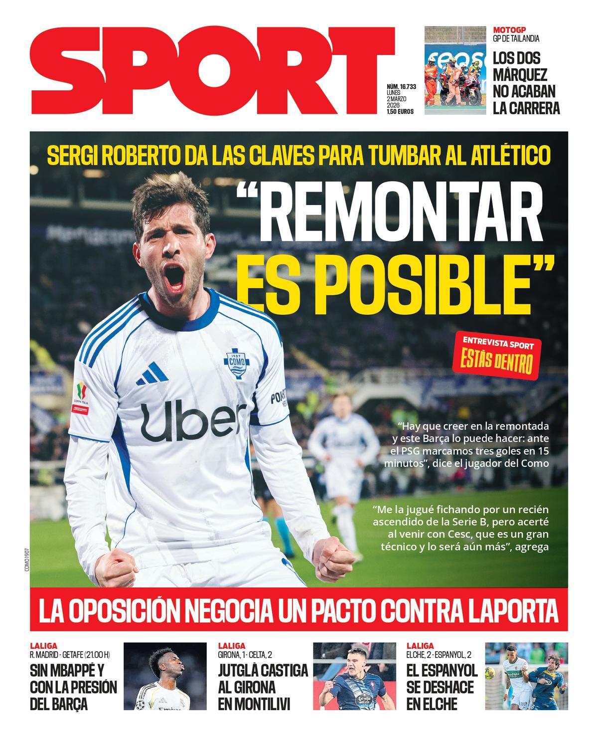 La portada SPORT de este lubes