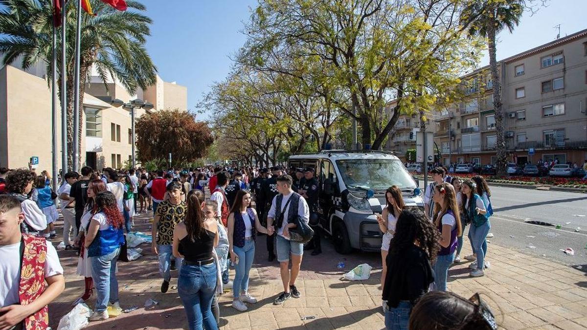 Agentes de la Policía Local en Murcia durante el Bando de la Huerta 2023.