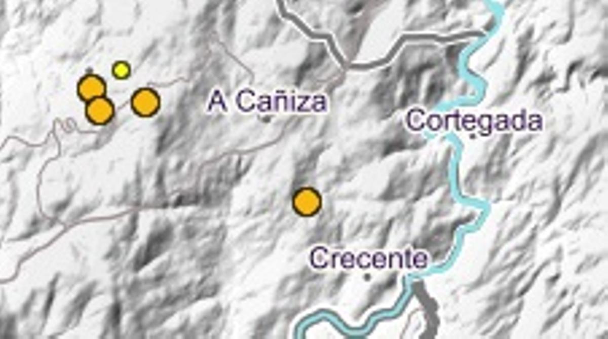 Mapa del IGN con la ubicación de los terremotos.
