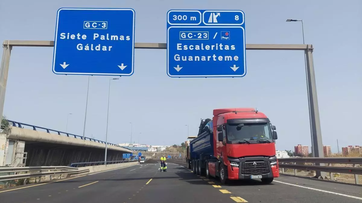 Arrancan las obras con corte total al tráfico en la Circunvalación de Las Palmas de Gran Canaria