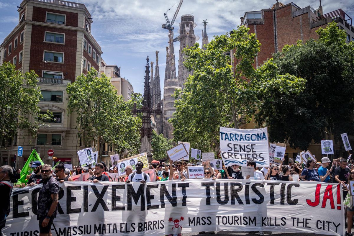 Manifestación en Barcelona por el decrecimiento turístico