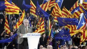 Jordi Pujol, durante un mitin de CiU en Granollers.