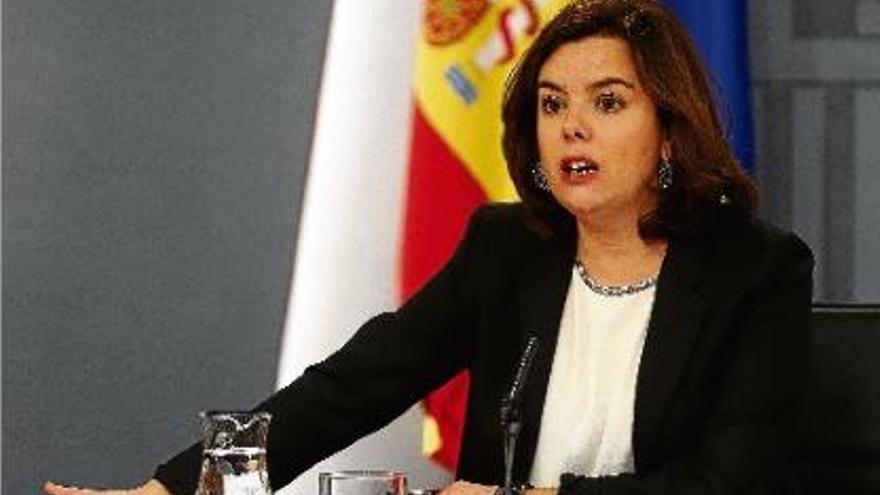 La vicepresidenta del Govern en funcions, Soraya Sáenz de Santamaría, ahir.