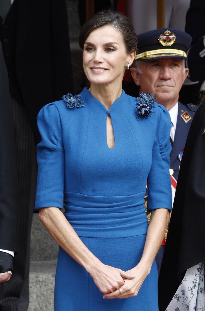 La sonrisa de la reina Letizia una vez finalizada la jura de la Constitución de la princesa Leonor