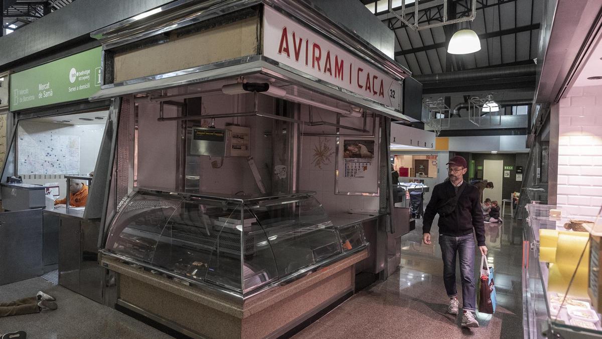 Puesto vacío en el mercado de Sarrià, en Barcelona.