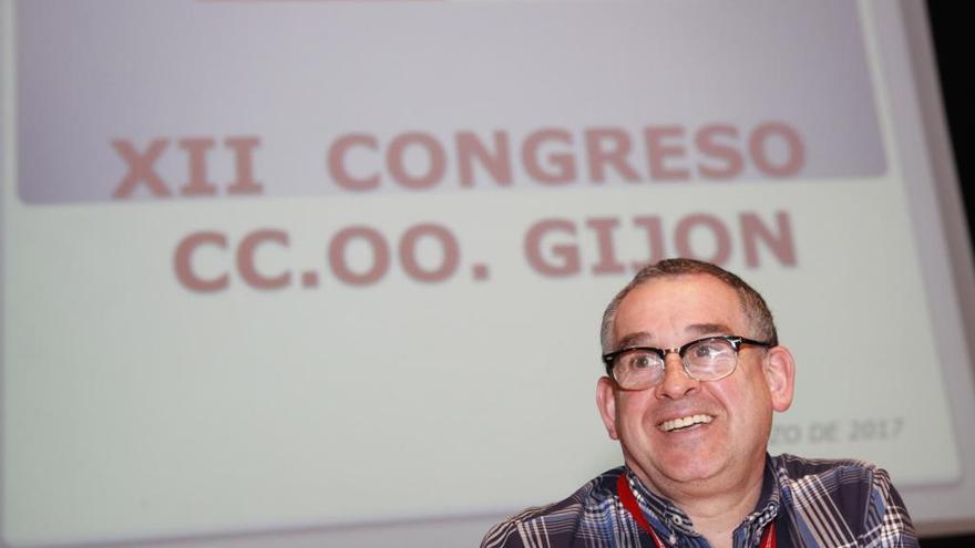 Víctor Manuel Roza durante la celebración del congreso de CC OO de Gijón en el que fue reelegido.