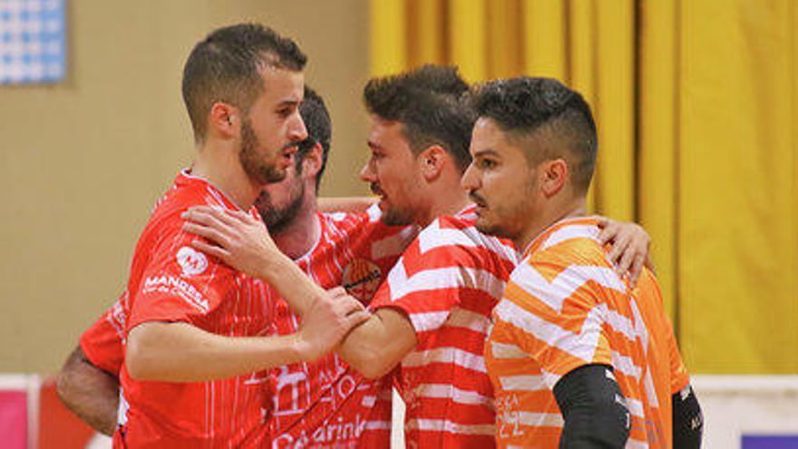 Celebració d&#039;un dels gols contra el Futsal Lleida