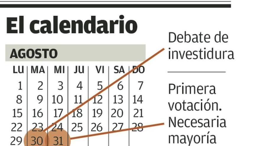 El 30 de agosto, debate de investidura