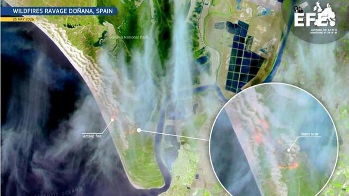 Imagen actualizada de la superficie afectada por el incendio