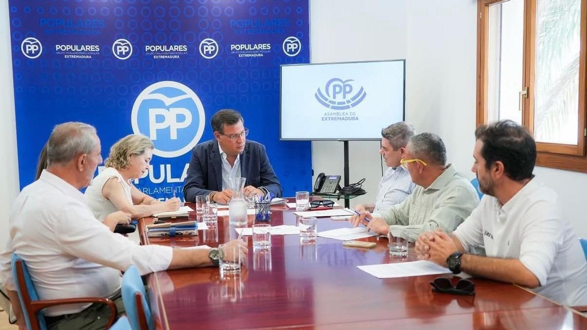Reunión de las autoescuelas cacereñas con representantes del Partido Popular en Mérida.