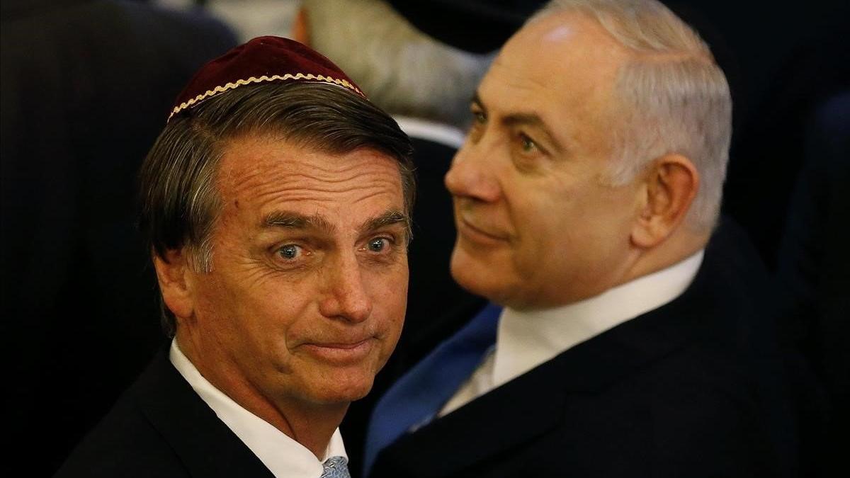 Bolsonaro y Netanyahu, en un acto en una sinagoga en Río de Janeiro.