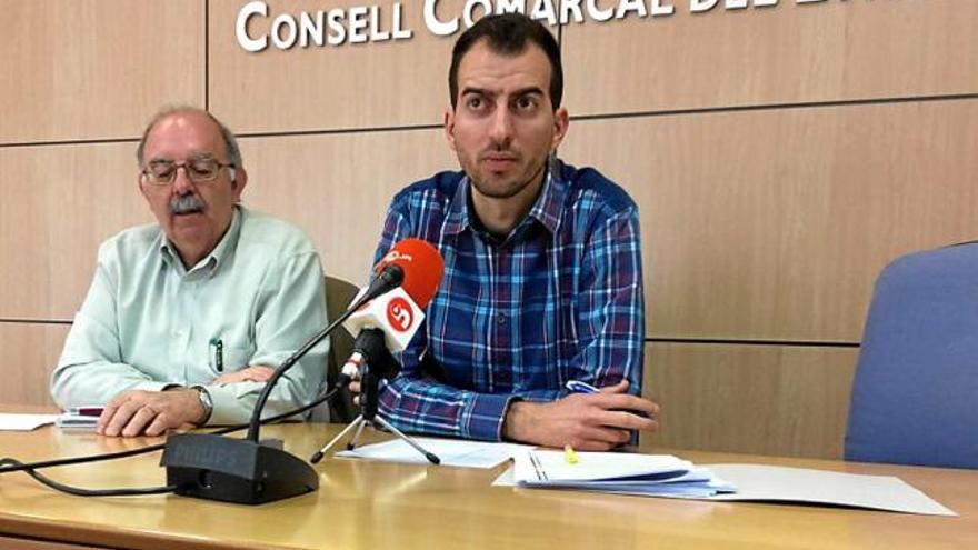 Els consellers comarcals Joan Badia i Albert Marañón, ahir