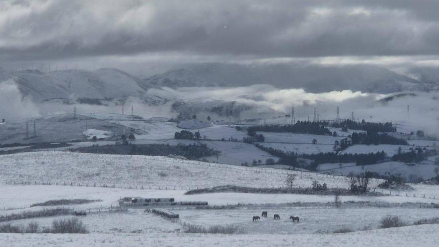 Salas se tiñe de blanco: la nieve deja postales idílicas en el concejo