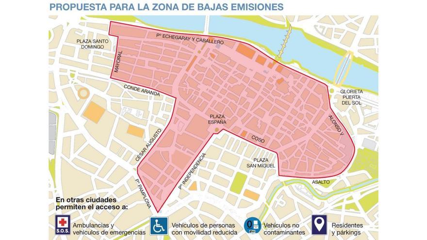 Zona de bajas emisiones en Zaragoza: así quedaría según una de las propuestas realizadas