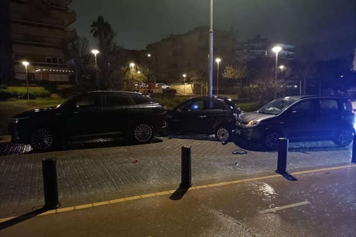 Los tres coches implicados en el accidente.