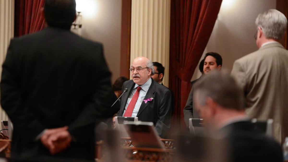 El 'conseller' Mas-Colell, durante su intervención en el Senado de California