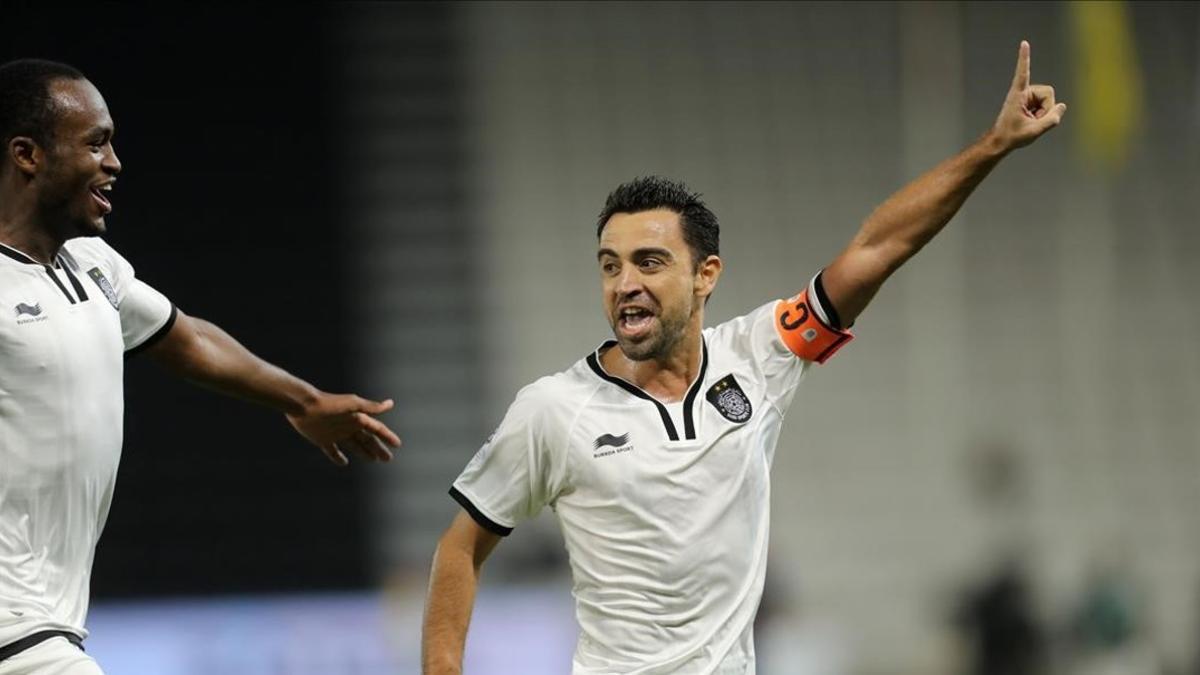 Xavi Hernández celebra un gol con el Al-Sadd, su equipo en Catar.