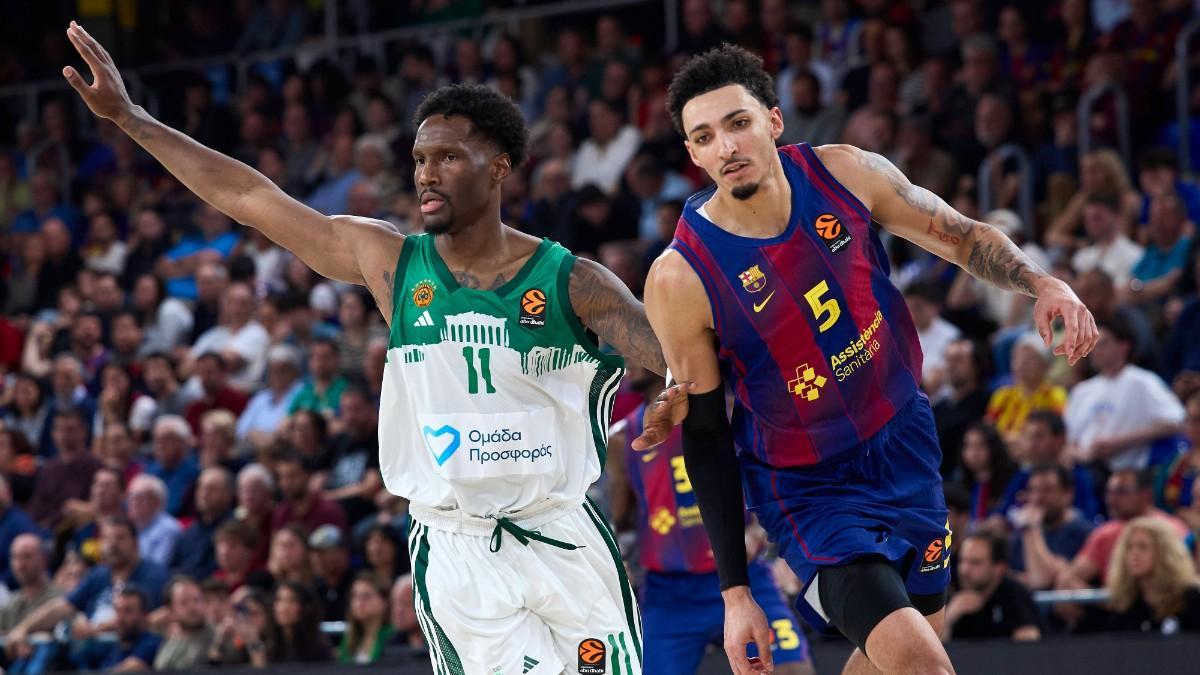 Nigel Hayes-Davis y Miles Norris, en el Barça - Panathinaikos de Euroliga