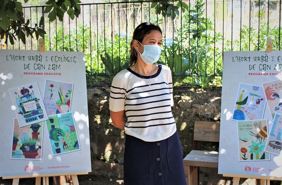 La alcaldesa de Santa Coloma, Núria Parlon, en la presentación Huerto urbano y ecológico de Can Zam.