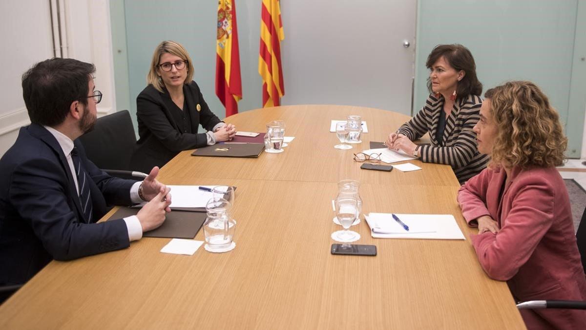 Encuentro en el Palau de la Generalitat entre representantes del Gobierno y de la Generalitat, el pasado 29 de diciembre en Barcelona.