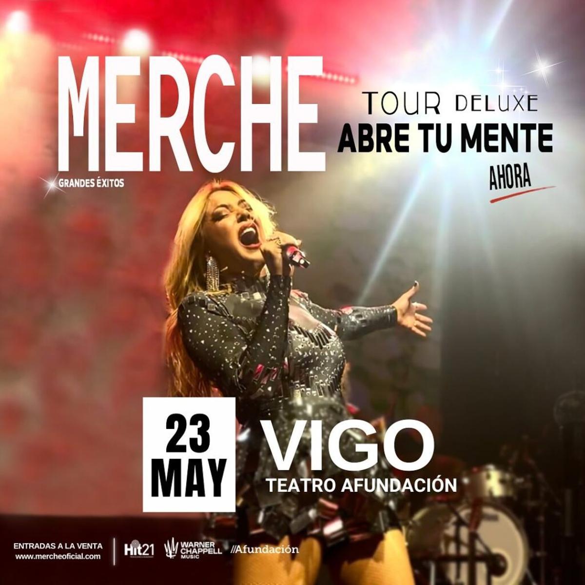Merche actuará en concierto en Vigo el 23 de mayo de 2025.