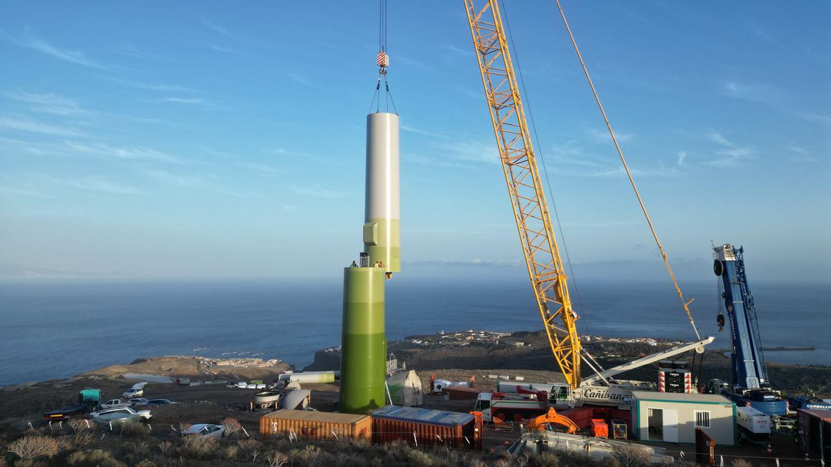 Construcción parque eólico en La Gomera propiedad de Ecoener.